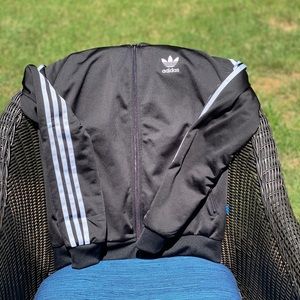 Adidas Black Track Jacket with logo on back